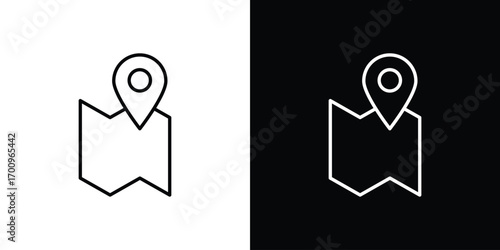 Map icon logo black vector. suitable for any business website designs