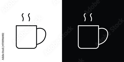 Hot coffee Mug icon logo black vector. suitable for any business website designs