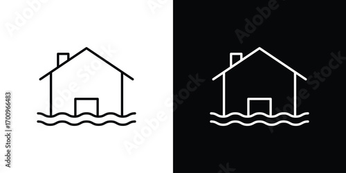 House flood icon logo black vector. suitable for any business website designs