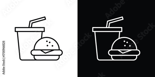 Hamburger soda icon logo black vector. suitable for any business website designs