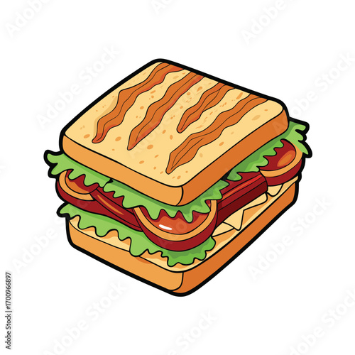 Toasted blt sandwich with bacon and mayo on white bread