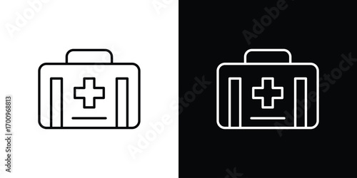 Doctor bag icon logo black vector. suitable for any business website designs