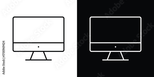 Computer screen icon logo black vector. suitable for any business website designs