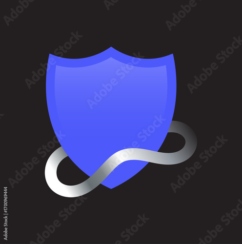 shield with ribbon, Shield with glassy effect, shield glass 