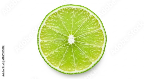 Half a lime fruit, with a juicy and vibrant green color, showcases the refreshing and zesty nature of the citrus, perfect for culinary and beverage illustrations on white background