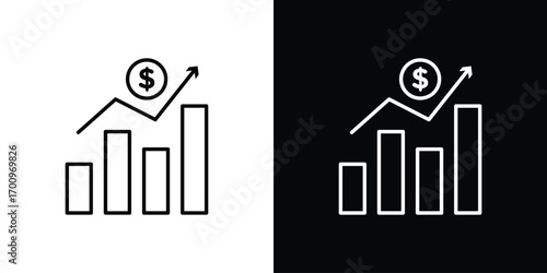 Chat arrow grow icon logo black vector. suitable for any business website designs