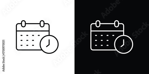 Calendar clock icon logo black vector. suitable for any business website designs