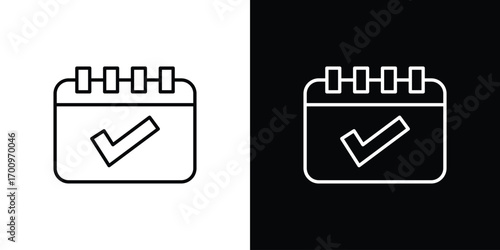 Calendar check icon logo black vector. suitable for any business website designs