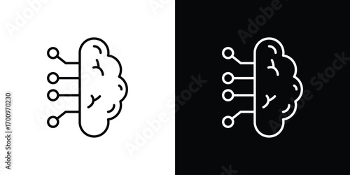Brain circuit icon logo black vector. suitable for any business website designs