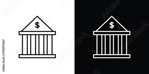 Bank icon logo black vector. suitable for any business website designs