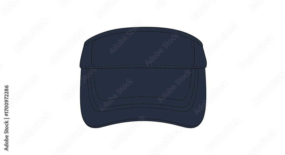 Naklejka premium Navy blue visor cap vector illustration on a clean white backdrop offering a clear and professional visual, ideal for various design purposes
