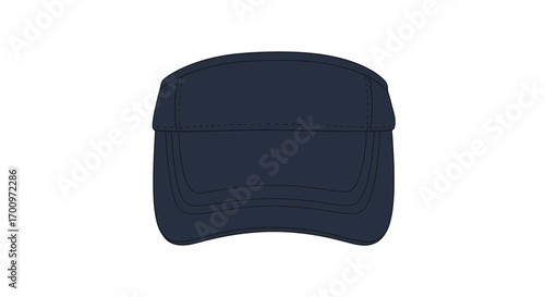 Navy blue visor cap vector illustration on a clean white backdrop offering a clear and professional visual, ideal for various design purposes