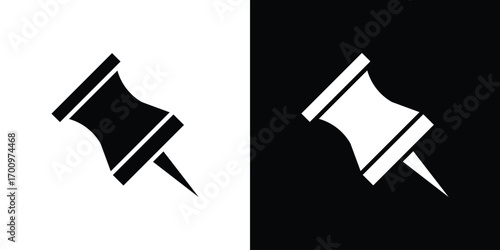 Thumbtack icon. vector art. solid style pictogram