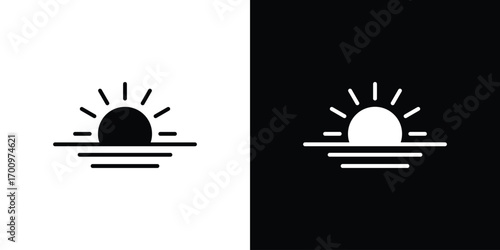 Sunrise icon. vector art. solid style pictogram