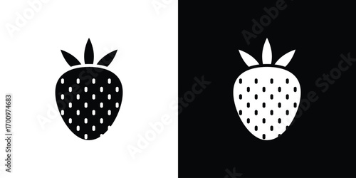 Strawberry icon. vector art. solid style pictogram