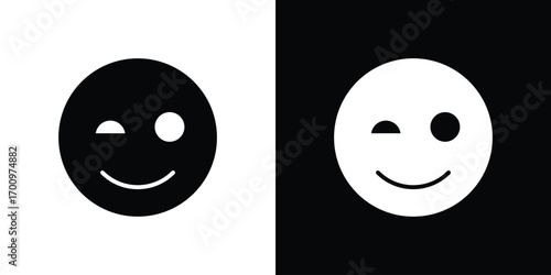 Smile wink icon. vector art. solid style pictogram