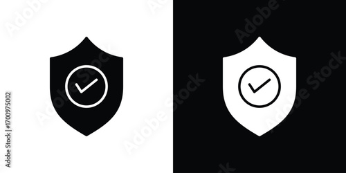Shield check icon. vector art. solid style pictogram