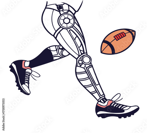 "Robot Legs Playing American Football Vector Illustration"
