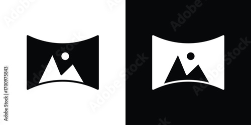 Panoramic icon. vector art. solid style pictogram