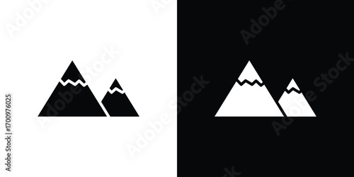 Mountains icon. vector art. solid style pictogram