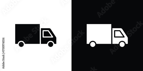 Moving truck icon. vector art. solid style pictogram