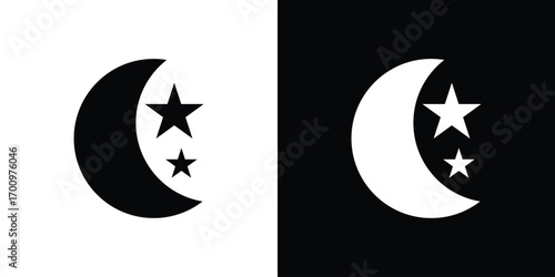 Moon stars icon. vector art. solid style pictogram