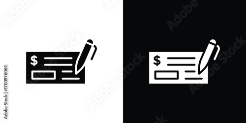 Money check icon. vector art. solid style pictogram