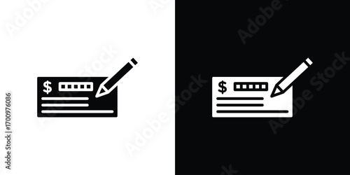 Money check icon. vector art. solid style pictogram