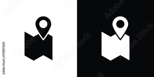 Map icon. vector art. solid style pictogram