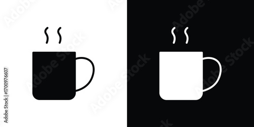 Hot coffee Mug icon. vector art. solid style pictogram