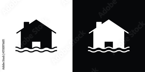 House flood icon. vector art. solid style pictogram