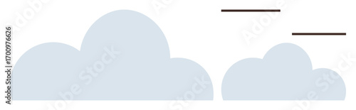 Two simplistic clouds in soft blue with straight black lines above, evoking calm. Ideal for weather, nature, sky, serenity, minimalism, design concepts digital themes. A simple flat metaphor