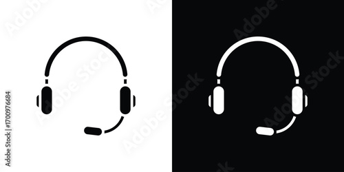 Headset icon. vector art. solid style pictogram