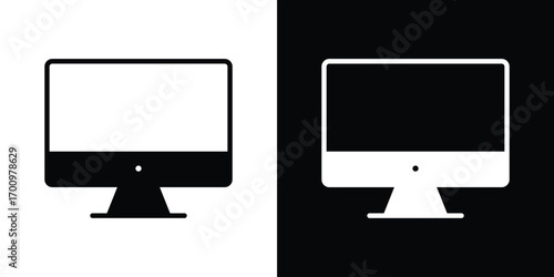 Computer screen icon. vector art. solid style pictogram