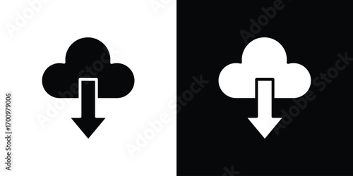 Cloud download icon. vector art. solid style pictogram