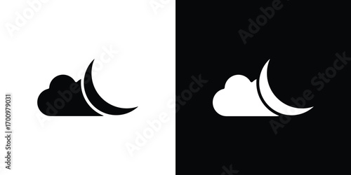 Cloud moon icon. vector art. solid style pictogram