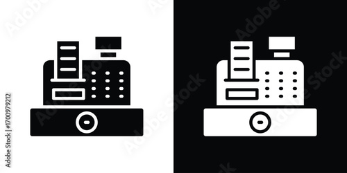Cash register icon. vector art. solid style pictogram