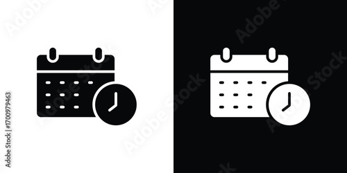 Calendar clock icon. vector art. solid style pictogram