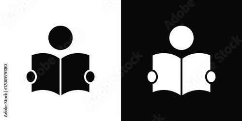Book open reader icon. vector art. solid style pictogram