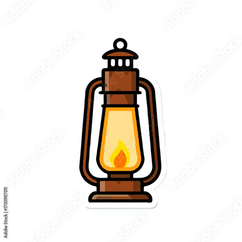 Glowing Candle Lantern Illuminating Darkness Illustration

