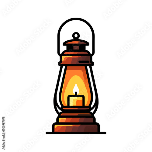 Glowing Candle Lantern Illuminating Darkness Illustration

