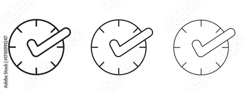 Time check icon illustration. Editable stroke. Pixel perfect
