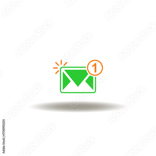 Vector illustration of one incoming, unread, unopened mail. Icon of mailing, chatting. Symbol of inbox message. Sign of correspondence app notification.