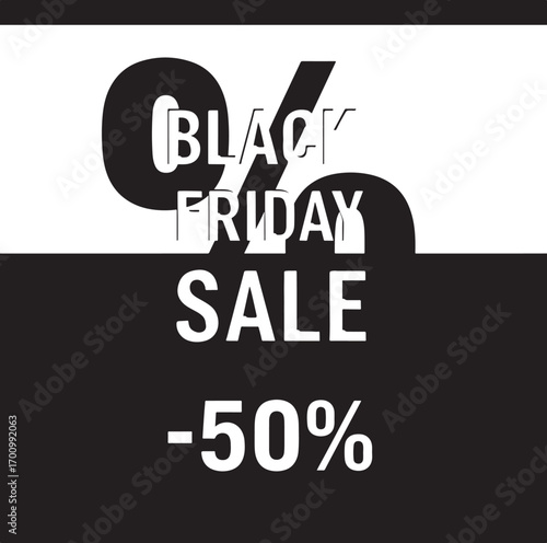 Black Friday Sale Fifty Percent Off Discount Graphic Design vector illustration