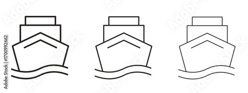 Ship icon illustration. Editable stroke. Pixel perfect
