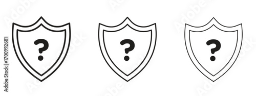 Shield interrogation icon illustration. Editable stroke. Pixel perfect