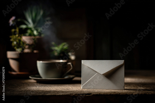 heartfelt love letter rests on wooden desk creating warm and inviting atmosphere