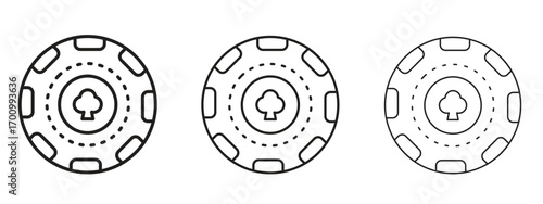 Poker chip icon illustration. Editable stroke. Pixel perfect