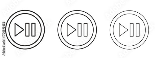 Play pause icon illustration. Editable stroke. Pixel perfect