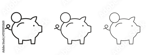 Piggy bank icon illustration. Editable stroke. Pixel perfect